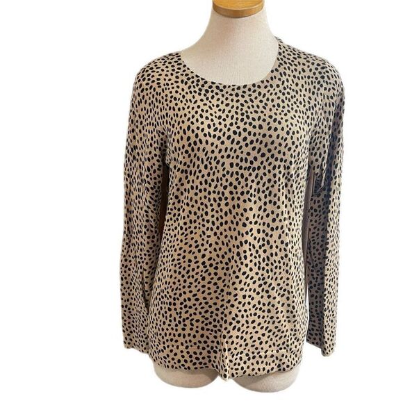 J. Crew Cheetah Teddie Print Crew Neck Sweater Size Medium - Picture 1 of 8